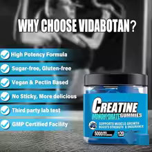 Creatine Monohydrate Gummies for Men & Women, Support Boost Focus, Muscle, Strength, Recovery, Cognitive Health & Memory -Vegan